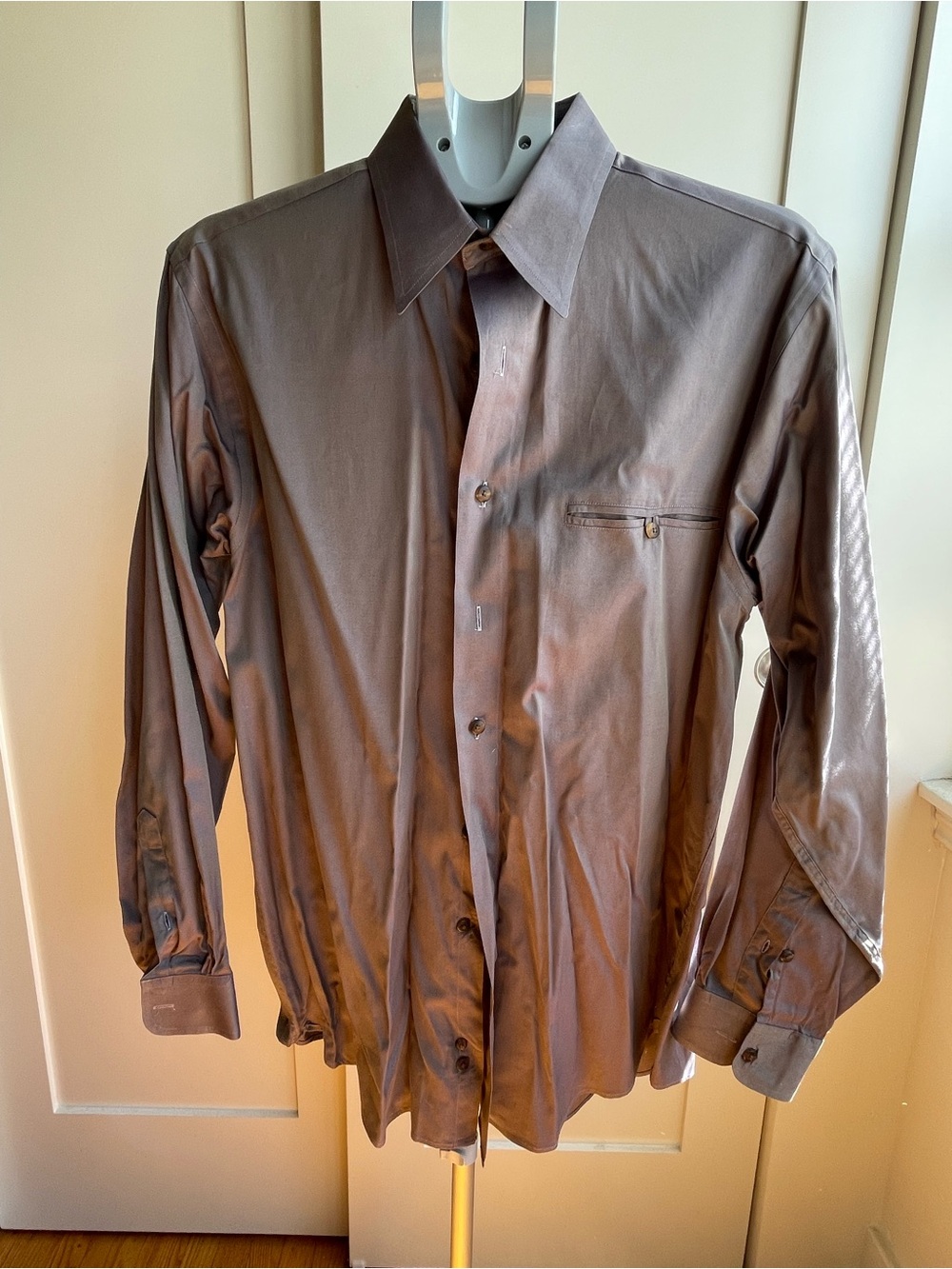 Austin Reed Men's Iridescent Gray Long-Sleeve Dress Shirt